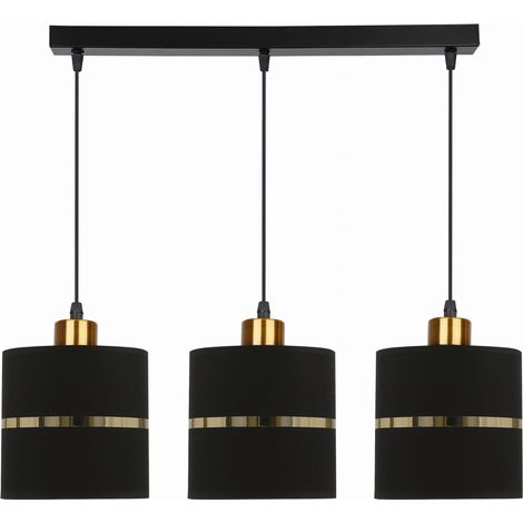 Lampadario Candellux Assam 3xE27 nero/ottone tessuto (1/2)