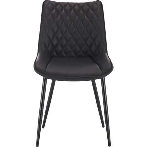 Lot de 2 chaises de salle à manger en cuir régénéré anthracite, dossier ergonomique, pieds métal et assise rembourrée, protection sol, CHICFURN (1/5)