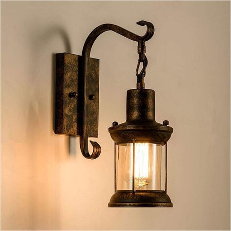 VURAHOME - Industrielle Metallwandleuchte mit Glasabdeckung, Vintage-Retro-Wandleuchte für Champagnerhäuser, Cafés, Lofts, Küchen, Wohnzimmer und Hotels (Bronze, Leuchtmittel nicht enthalten) (1/5)
