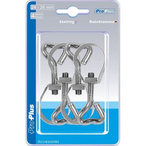 Collier de serrage pour tube 24-26 mm, 4 pièces sous blister