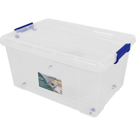 Cajas de Almacenaje Ordenación de plástico Transparentes con Tapa Azul  Con y Sin Ruedas  Ropa, Libro,  Juguestes