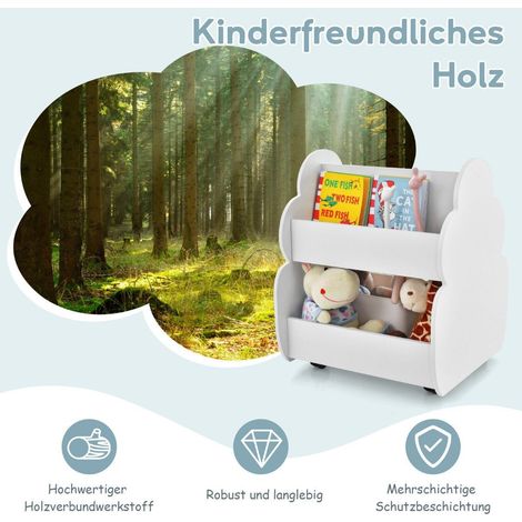 Libreria per bambini su ruote scaffale per bambini con ampio spazio di archiviazione 52 x 47 x 63 cm bianco 88323202 88323202 88323202 88323202 88323202 88323202 88323202 88323202 88323202 88323202 88
