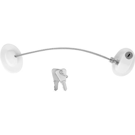 Ortviai Bloc sécurité fenêtre réfrigérateur avec cable 20cm sans perforation (Blanc)