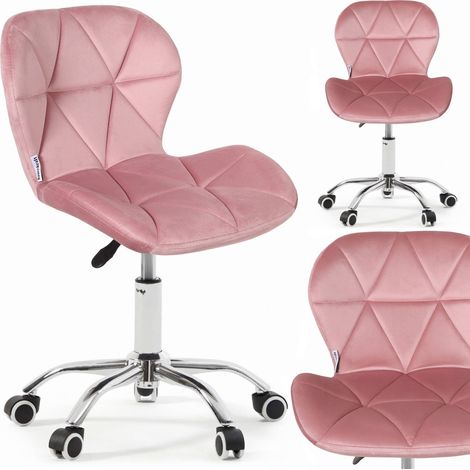Sedia da ufficio, sedia girevole in velluto per bambini, rosa