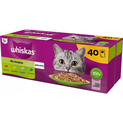 Aliment gélifié pour chats WHISKAS MIX saveurs 80 x 85 g