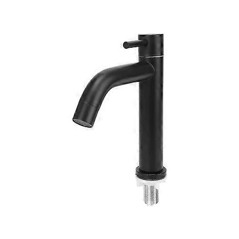 Wasserhahn, Edelstahl-Waschtischarmatur mit Schlauch für Kaltwasser - Schwarz