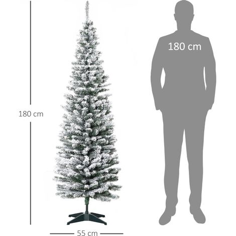 Sapin de Noël synthétique 210cm, PVC blanc givré, démontable, support acier, vert/blanc, arbre décoratif pliable (1/5)