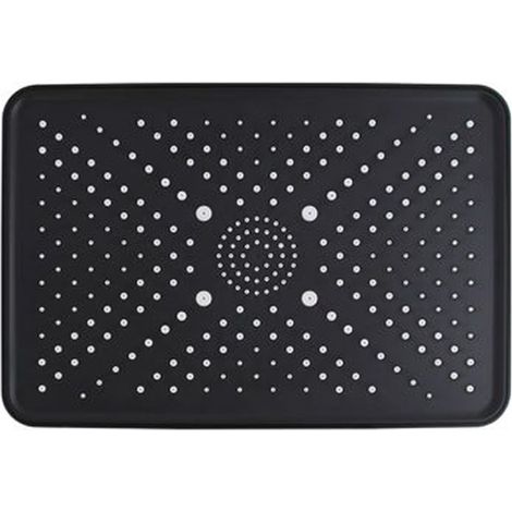 TRADE SHOP - Soffione Doccia Rettangolare Ugelli Fori Bagno Miscelatore Nero 32x22cm In Abs 87536 -