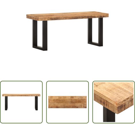 vidaXL Industriestil - Sitzbank 110 cm Raues Mango-Massivholz und Stahl (1/5)