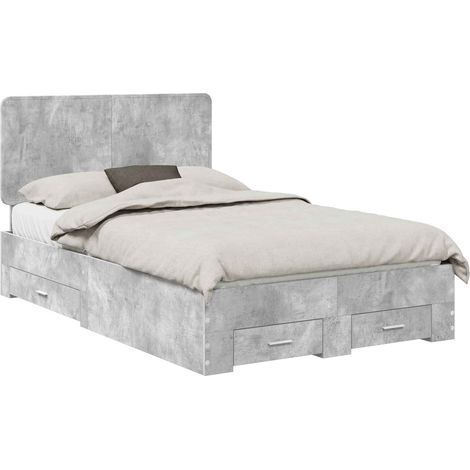 Estructura de cama con cabecera Gris Concreto 135 x 190 cm vidaXL