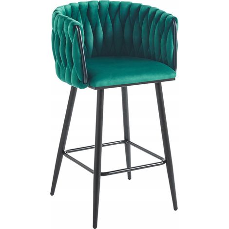 Sgabello verde velluto H7-FX (struttura nera) (1/5)