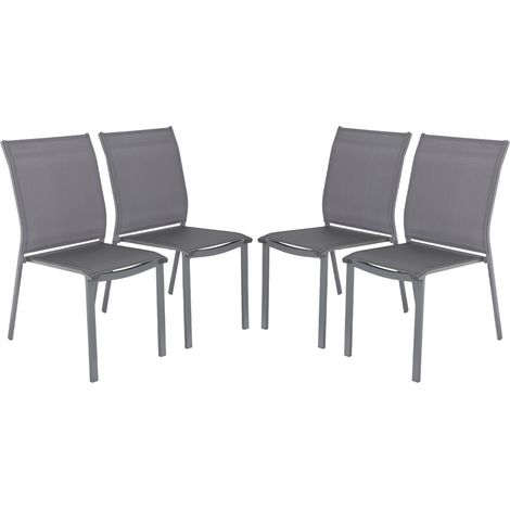 Set of 4 stackable garden chairs CLEVELAND aluminum and anthracite textilene, 64.5 x 45.5 x 89.5 cm (1/5)