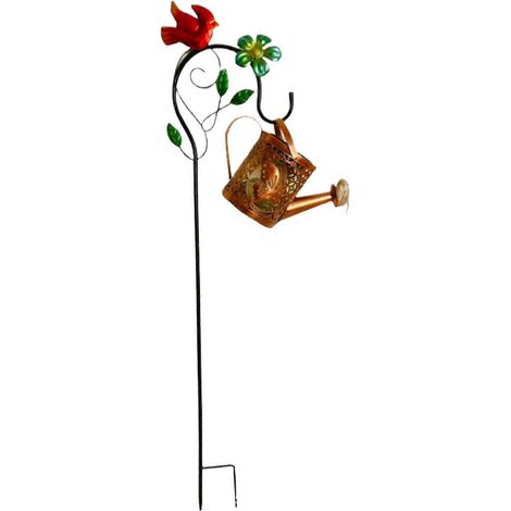 Lampe solaire d'extérieur en métal étanche, design arrosoir vintage, pour jardin ou cour, en fer, pour entrée, terrasse, allée, résistant à la corrosion, 8 heures (1/5)