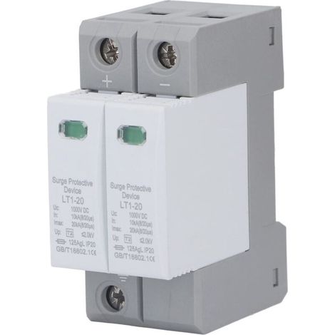 Parafoudre photovoltaïque, dispositif de protection contre les surtensions basse tension, boîtier ignifugé, bipolaire, 1000 V CC, montage sur rail DIN 36 mm, disjoncteur de protection de courant de 10 (1/5)