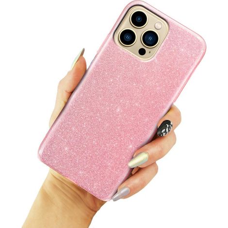 Custodia glitterata per iPhone 13 Pro, rosa (1/3)
