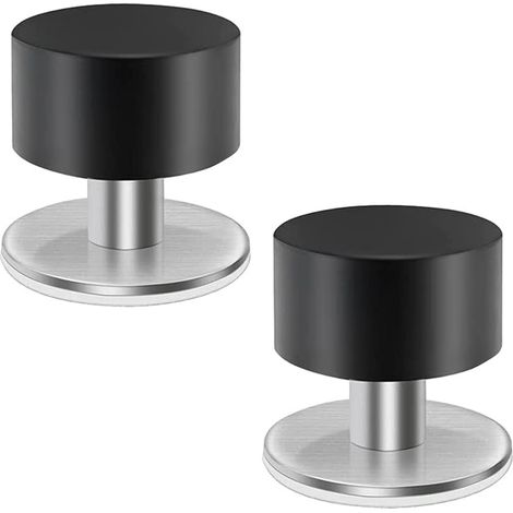 Topes de puerta de acero inoxidable, 2 piezas, autoadhesivos, con goma antigolpes para proteger puertas y paredes.