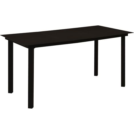 Table à dîner de jardin Noir 150x80x74 cm Acier et verre (1/5)