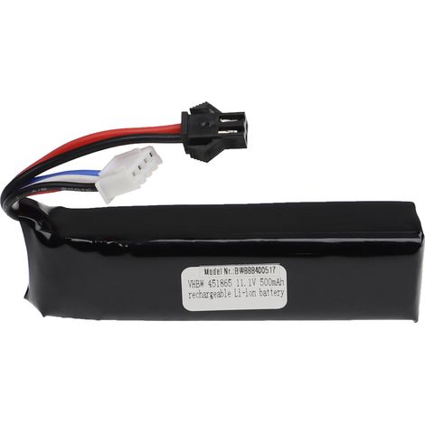 vhbw batteria con SM-2P per modellismo per es. macchine da corsa, elicotteri, aerei (500mAh, 11,1V, Li-Poly, 75 x 15 x 14 mm)