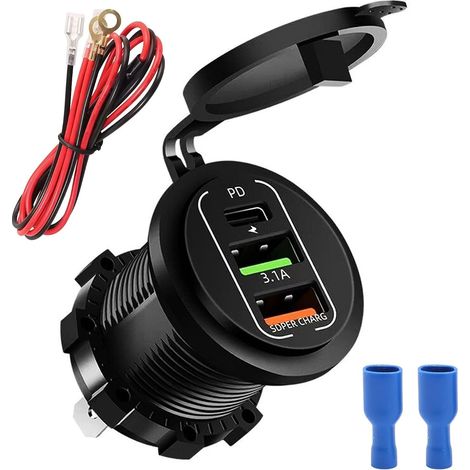 83W Prise USB 12V-24V Adaptateur Allume Cigare USB Voiture PD + QC3.0 (1/5)