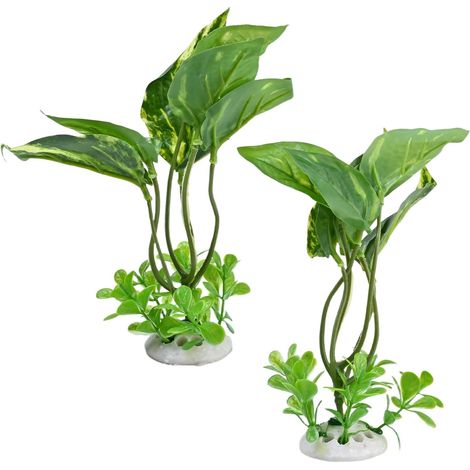 Lot de 2 Plante Aquarium Artificielle, Decoration Aquariums Cachette, Ancrage Facile Au Fond, Réalistes, sans Dange, Accessoires pour Aquarium, Poisson, Terrarium (1/5)