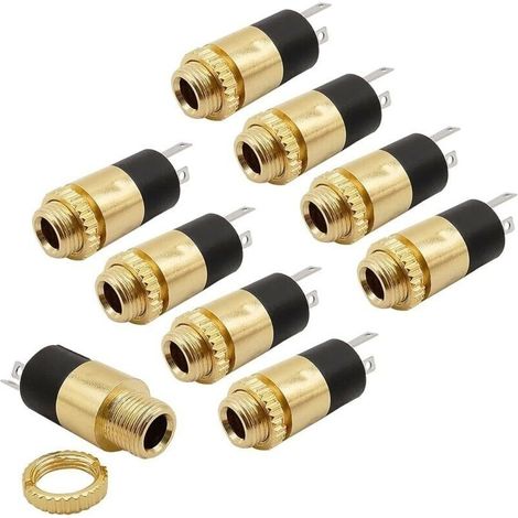 Connecteur Stéréo à Montage Sur Panneau Prise Jack Femelle 3.5 a Souder Stéréo Panneau Montage Borne Avec éCrou à Vis pour Ordinateur, TéLéVision, Appareils MéNagers 8 Pièces (1/5)