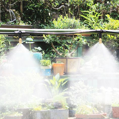 10 Stück Sprühdüsen mit T-Stück für Gartenbewässerung und Kühlung, passend für 8/12-Zoll-Schläuche (1/5)