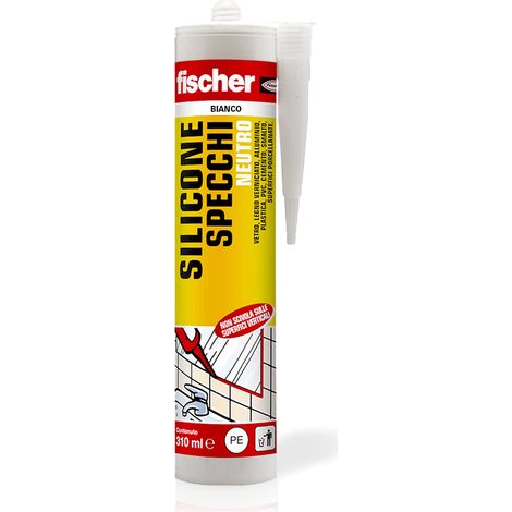 Fischer SNF Silicone Sigillante Specchi Bianco, Neutro per Sigillare, Incollare e Applicare Specchi e Pietra Naturale, 522519 (1/4)