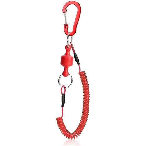 Fishing Strong Magnetic Steel Wire Anti-Iost Coil Lanyard 1.5M-Red-- (1/5)