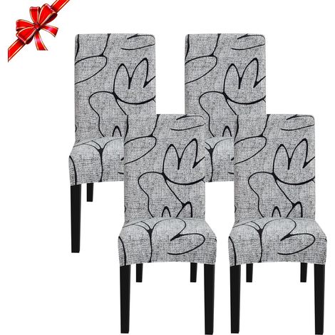 Stuhlhussen 4 Stück Universal, Stuhlhusse Stretch 4er Set Moderne, Stuhlhussen Schwingstühle Elastische Langlebig Stuhlhussen für Esszimmer Bankett Deko(Grauer Stil, 4 Stück)