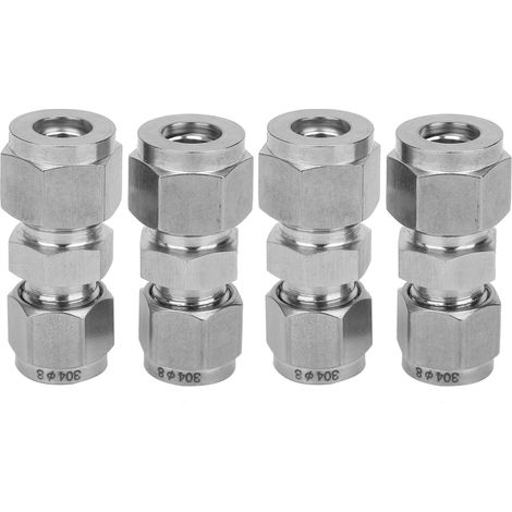 4 Stück Kompressionsrohrverschraubung Edelstahl Doppelklemmring-Konverteradapter (Ф8/Ф10 ) (1/5)