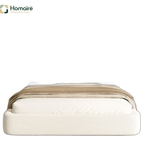 Cadre de lit en tissu beige 218,5 x 209 x 100,5 cm HOMAIRE (1/5)
