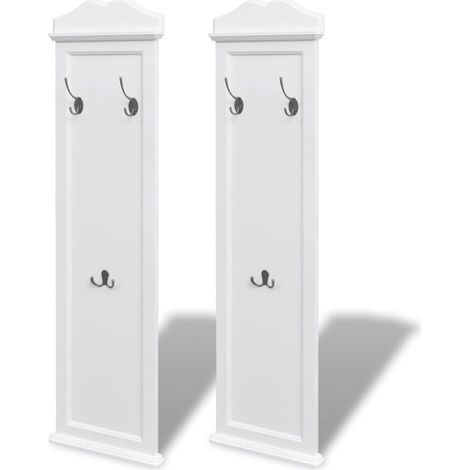 Juego de 2 percheros de pared en MDF Blanco con 3 ganchos DEC024185 (1/5)