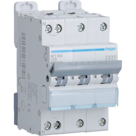 Interruttore automatico 20A 3P+N 6-10kA Curva C 3 moduli (1/5)