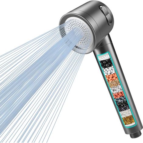 Pommeau de Douche Anti Calcaire avec Haute Pression avec Filtration à 15 Couches, Tuyau de 1,5 M, 3 Modes de Jet, Pommeau Douche Économie Deau pour Éliminer le Chlore Résiduel (1/5)