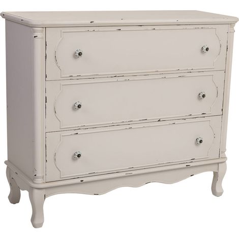 Commode romantique blanche en bois esprit vintage élégant - blanc antique patiné romantique (1/5)