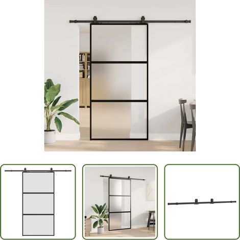 vidaXL Aluminium - Porte coulissante avec kit de quincaillerie noir 102,5x205 cm (1/5)