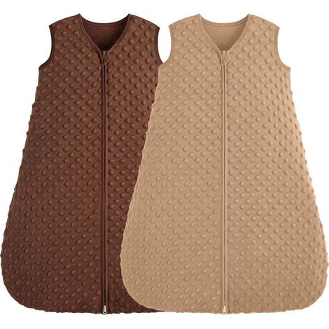 Gigoteuse 6-12 Mois 1.5 TOG Turbulette Naissance avec pois en Peluche, Sac de Couchage bebe Fille Garcon douce en Coton à Double sens Couverture Portable pour bébé, Marron et Café (1/5)