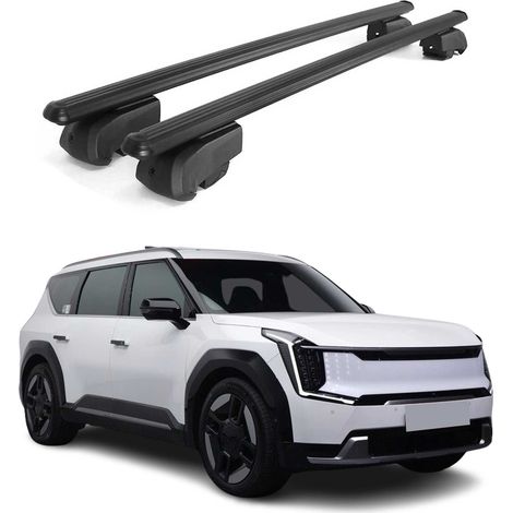 OMAC Aluminium Dachträger Querträger für Kia EV9 2023-2026 – City Crash – ISO/PAS 11154:2006 – Abschließbar – Max. 75 kg – 2 Stangen Schwarz (1/5)
