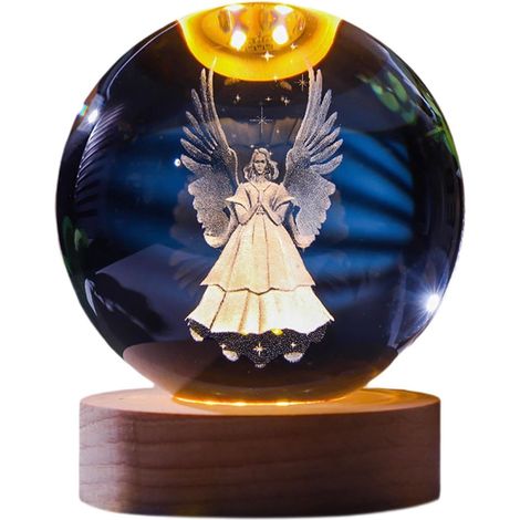 Veilleuse Boule de Verre Artistique sur Bois pour La (1/5)