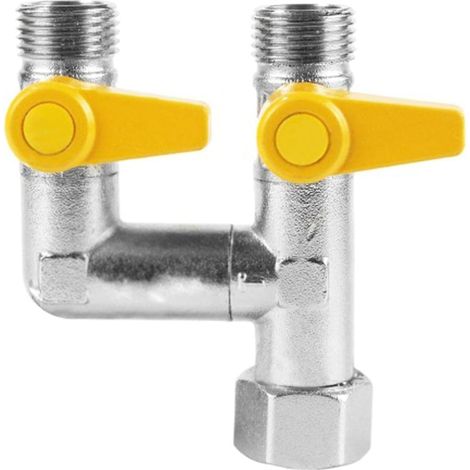 Vanne 3 Voie Raccord, 1/2" Vanne à Boisseau De Forme De Y Inverseur Répartiteur De Robinet, Vanne à Boisseau Sphérique à Gaz Robinet éteindre Diviseur De Tuyau Pour Air Eau Carburant Gaz (1/5)