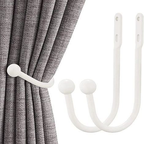 piezas de sujetadores de cortinas, ganchos decorativos para ventanas, ganchos de metal para cortinas, aptos para cortinas pesadas y ligeras - Blanco (1/5)