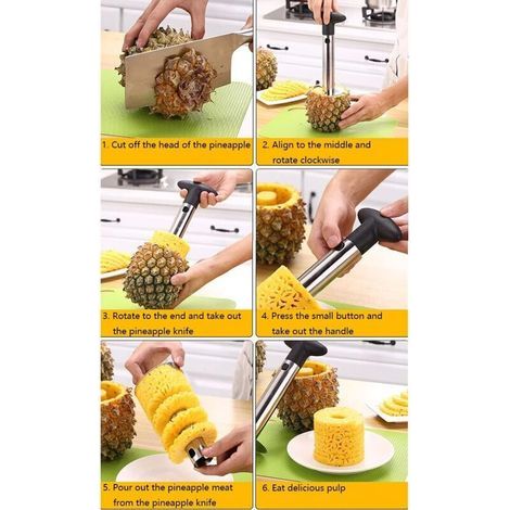 Coupe Ananas, Découpe Ananas en Acier Inoxydable, Trancheur d'Ananas, pour la Maison et la Cuisine (1/4)