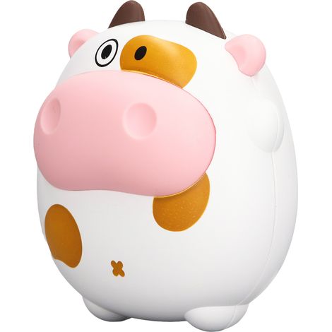 Chaufferette USB rechargeable forme vache cartoon, 2 modes de température, veilleuse intégrée, blanc, mini chauffage mains portable pour hiver. (1/5)