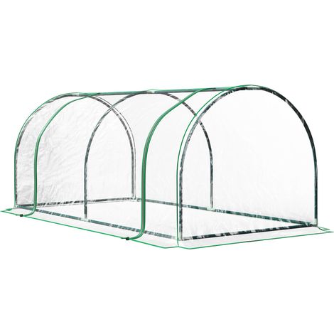 Serra da Giardino a Tunnel 200x100x80 cm In Acciaio e PVC Trasparente e Verde (1/5)