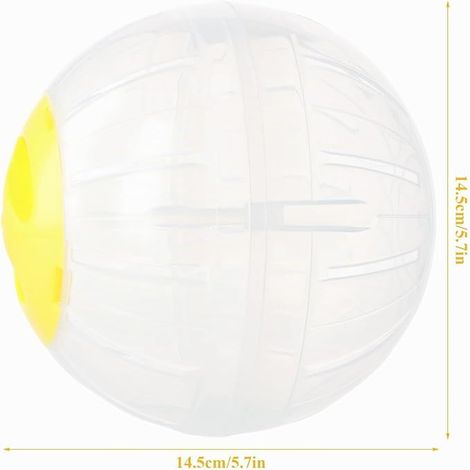 Hamster Ball 14.5 cm, Transparent Exercise Wheels for Small Animals, Running Ball for Hamster, Gerbil, Guinea Pig, Hedgehog Exercise (Yellow) (1/4)