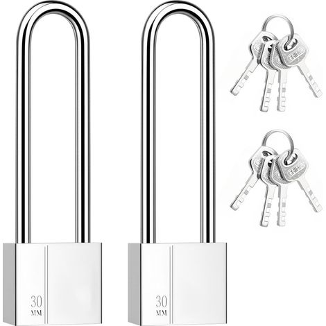 Lot de 2 cadenas longs avec clés pour abri de jardin, garage, clôture, salle de sport, bagages (1/5)