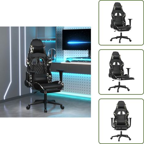 The Living Store Chaise de jeu de massage repose-pied Noir&Camouflage Similicuir - Massage (1/5)