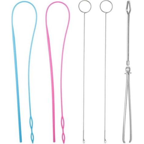 6 Pièces Kit de Boucle de Couture, Comprenant Crochet de Tourneur de Boucle Enfile-Cordon Flexible Pince à Épiler en Métal Outil de Tourneur à Boucle Long avec Verrou pour DIY Accessoires de Tri (1/4)