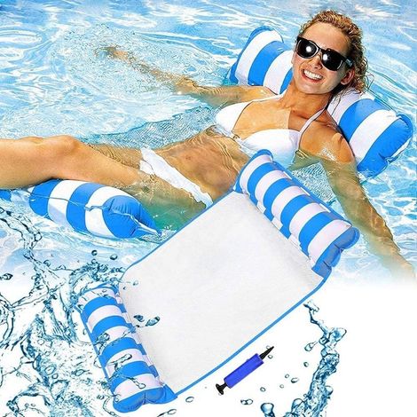 Hamac flottant pour piscine 130 cm, siège 4 en 1, chaise longue, hamac, flotteur gonflable, tapis de plage inclinable, tapis de jacuzzi (1/5)