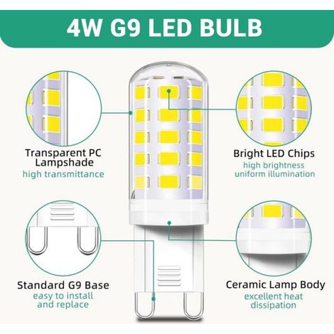 Ampoule Led G9 - 4 W - 400 Lm - Blanc Froid 6000 K - Non Dimmable - Pour Lustre Applique Plafonnier - 6 Unites (1/5)